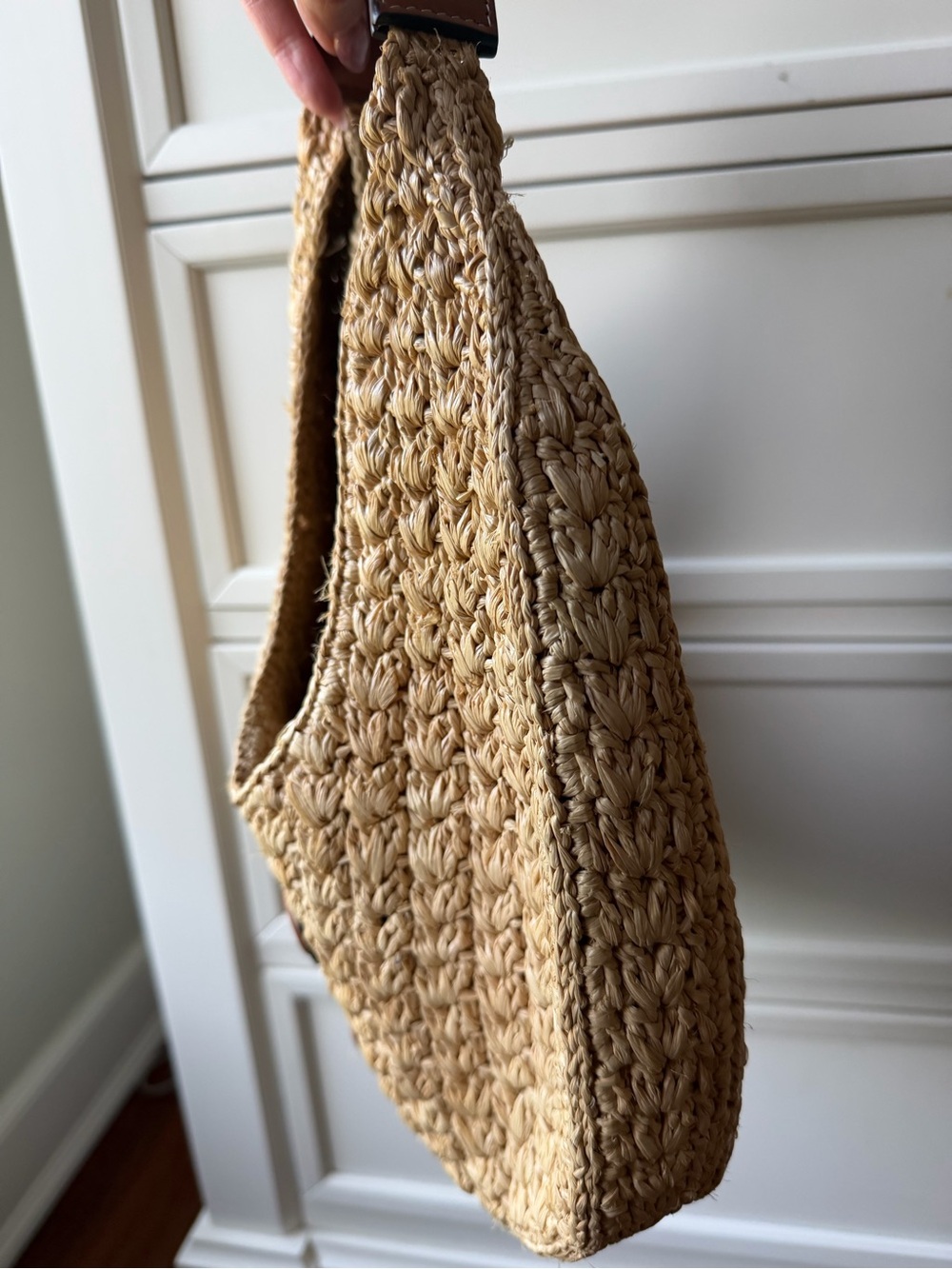 CELINE CLASSIC PANIER HOBO BAG IN RAFFIA AND CALFSKIN - Picture 6 of 7